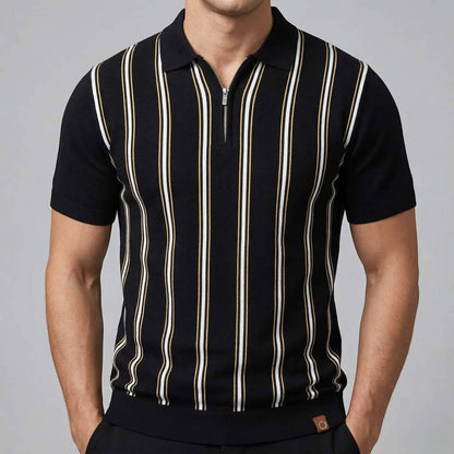 REED | Retro Stripe Zip Polo Shirt