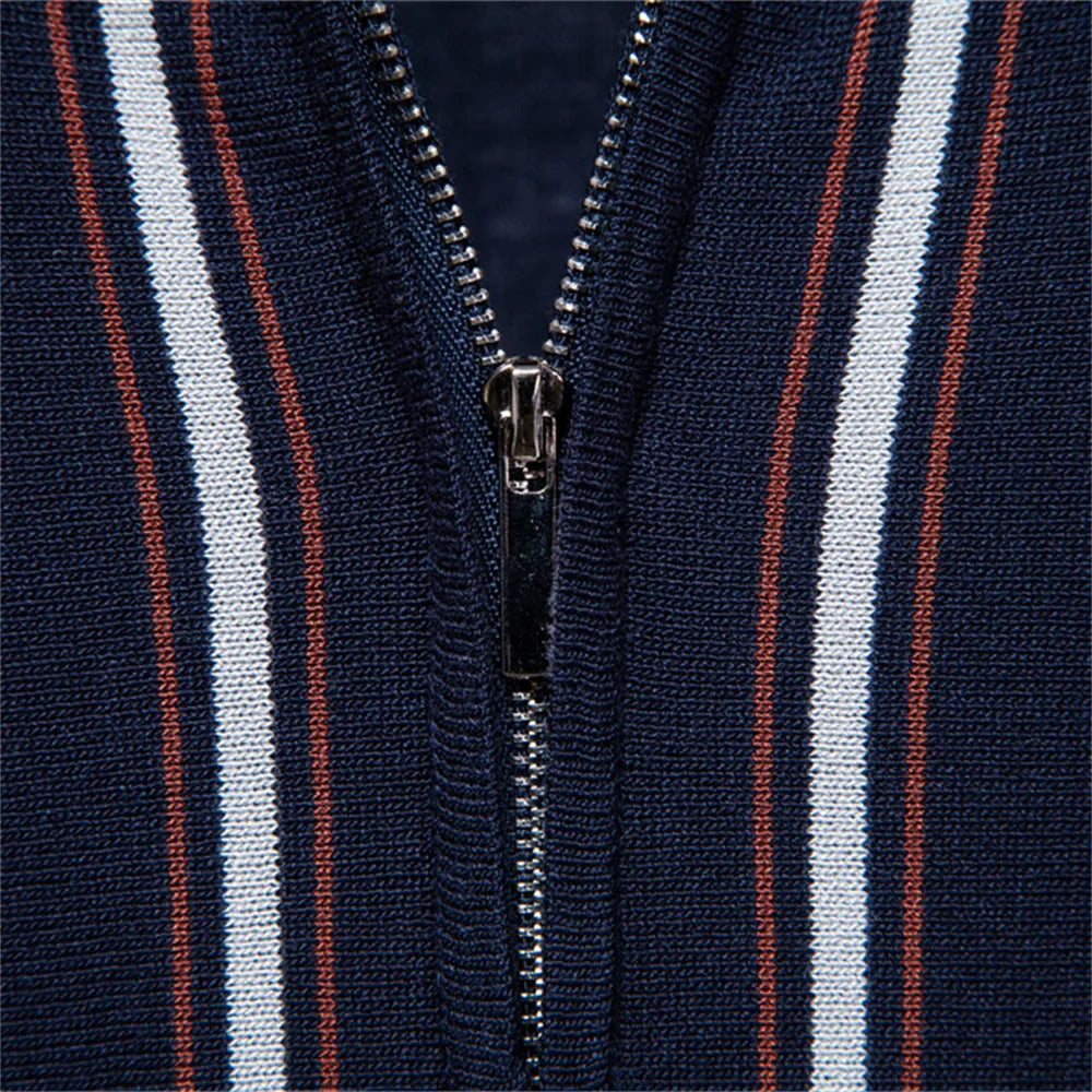 REED | Retro Stripe Zip Polo Shirt
