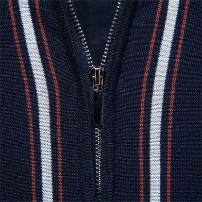REED | Retro Stripe Zip Polo Shirt