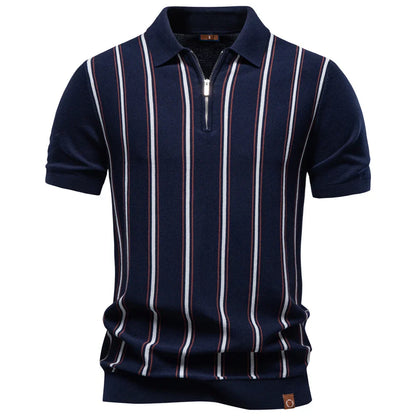 REED | Retro Stripe Zip Polo Shirt
