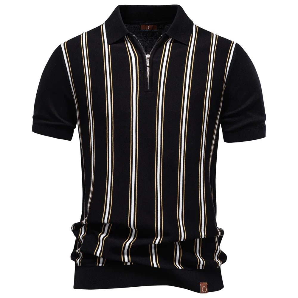 REED | Retro Stripe Zip Polo Shirt