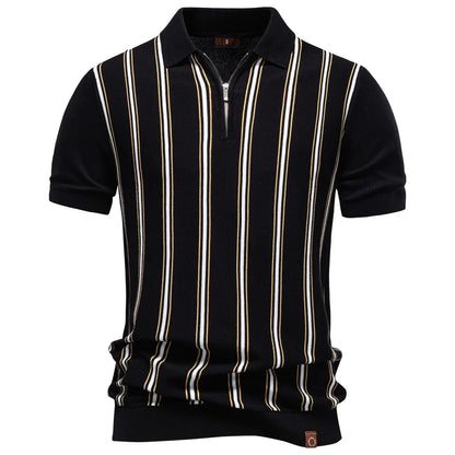 REED | Retro Stripe Zip Polo Shirt