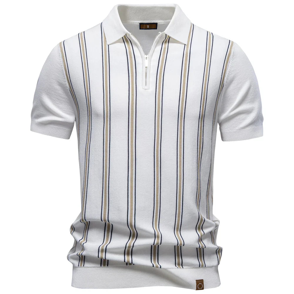 REED | Retro Stripe Zip Polo Shirt