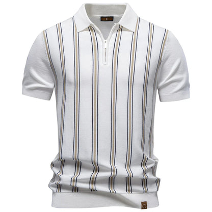 REED | Retro Stripe Zip Polo Shirt