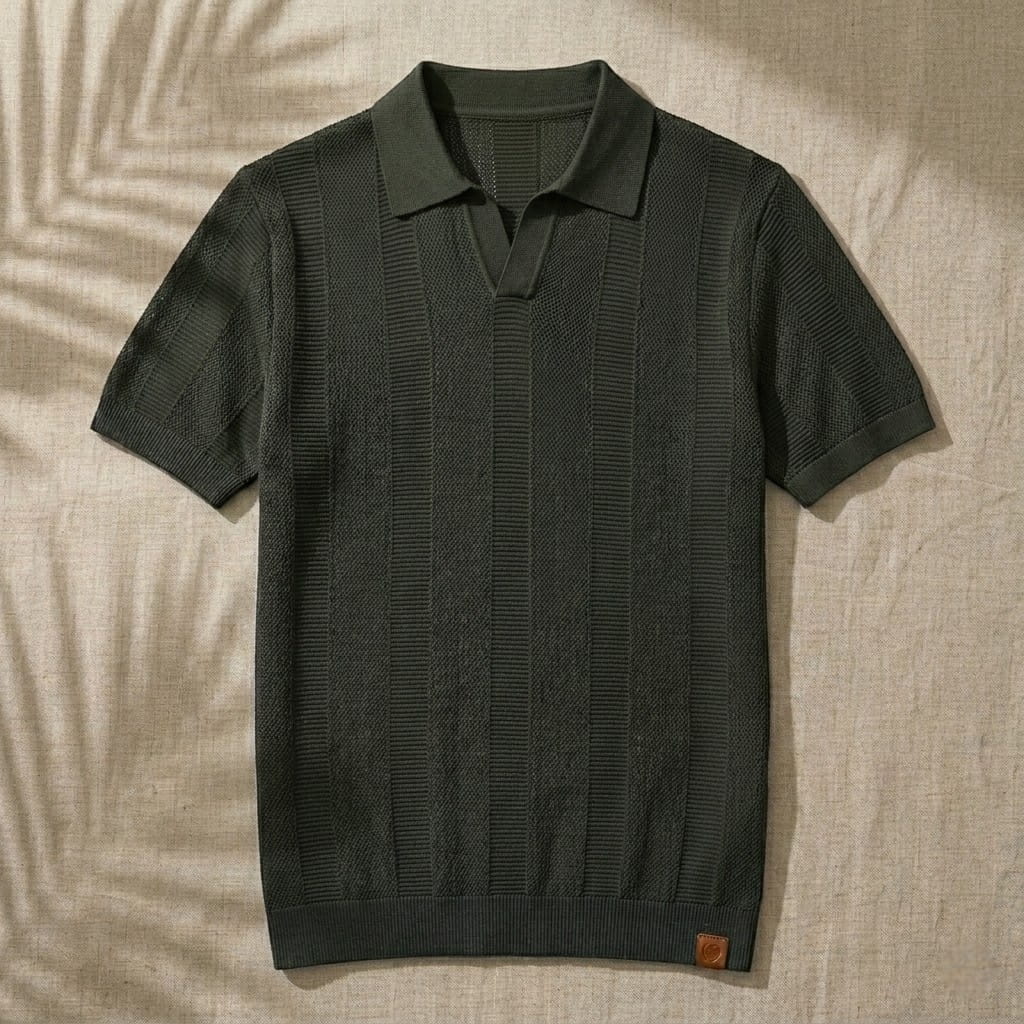 SANTE | Textured Panel Polo Shirt