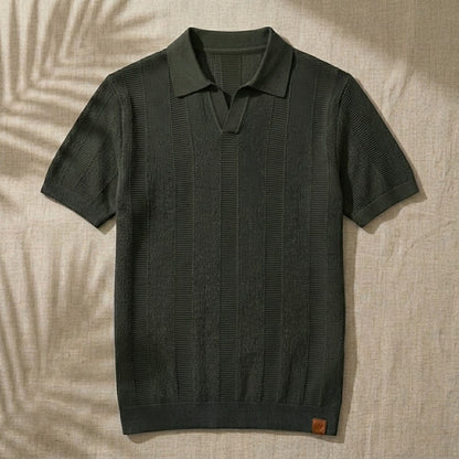 SANTE | Textured Panel Polo Shirt
