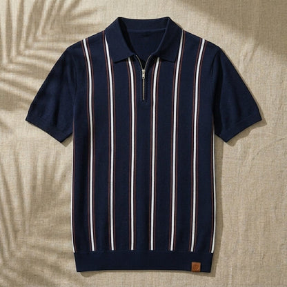REED | Retro Stripe Zip Polo Shirt