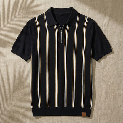 REED | Retro Stripe Zip Polo Shirt