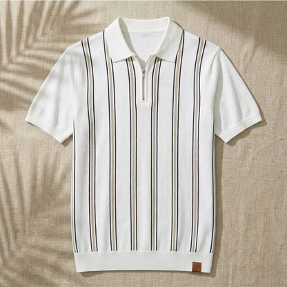 REED | Retro Stripe Zip Polo Shirt