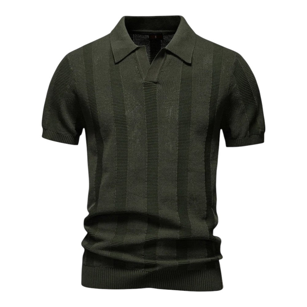SANTE | Textured Panel Polo Shirt