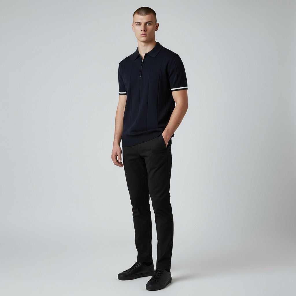 EROS | Tipped Cuff Zip Polo Shirt