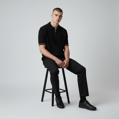 EROS | Tipped Cuff Zip Polo Shirt